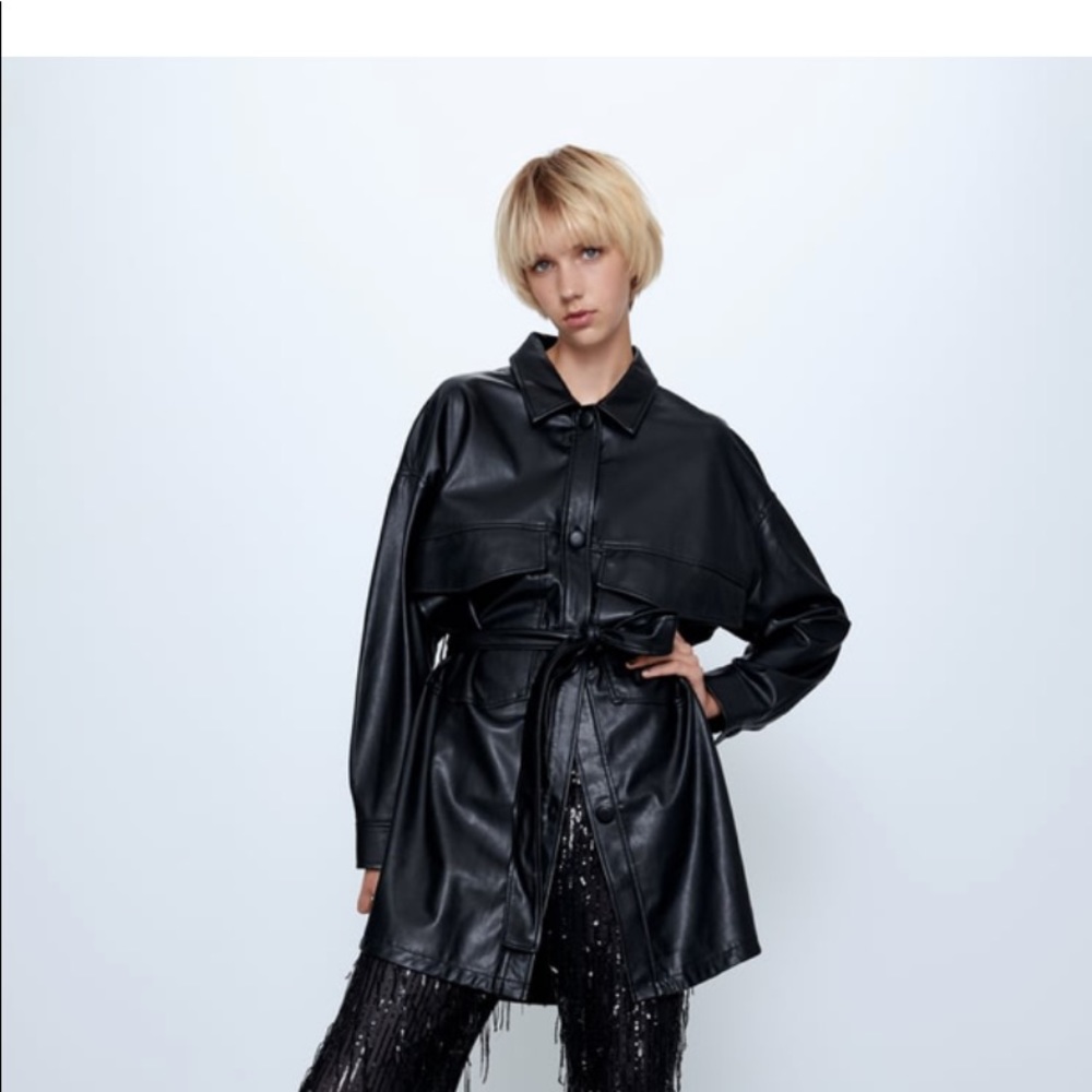 Faux leather over shirt